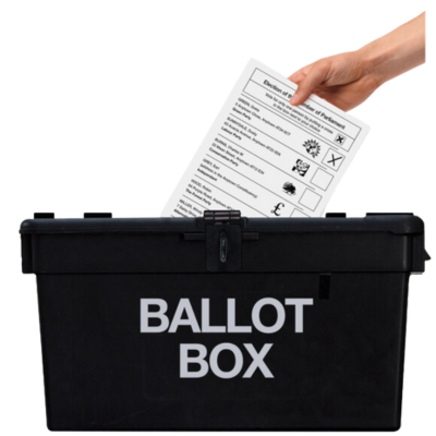 image of someone putting their vote into a ballot box
