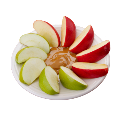 an image of peanut butter and sliced apples