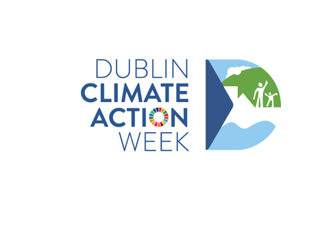 Dublin Climate Action Week Logo with green, blue and white